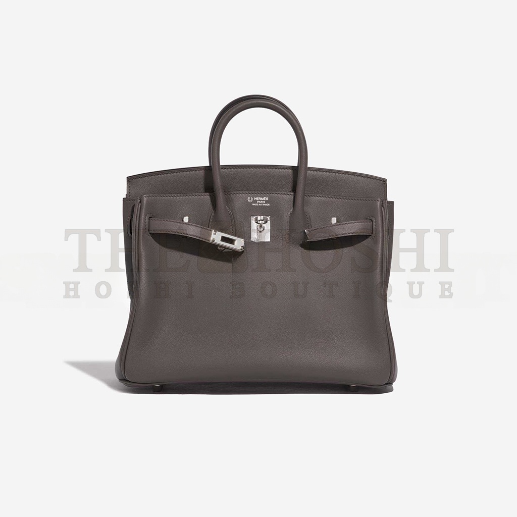 H**me5 BIRKIN 25 SWIFT LEATHER PEWTER GREY SILVER BUCKLE BAG H049362CK10 (25*20*13cm) Master Quality
